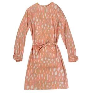 Vintage 60s/70s Gay Gibson Long Sleeve Mod Psychedelic Dress Ruffle Pink Small